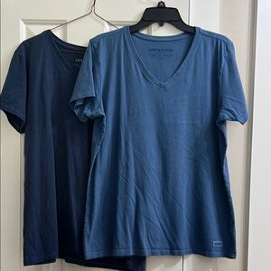 Life Is Good Blue V-Neck T-Shirt Duo